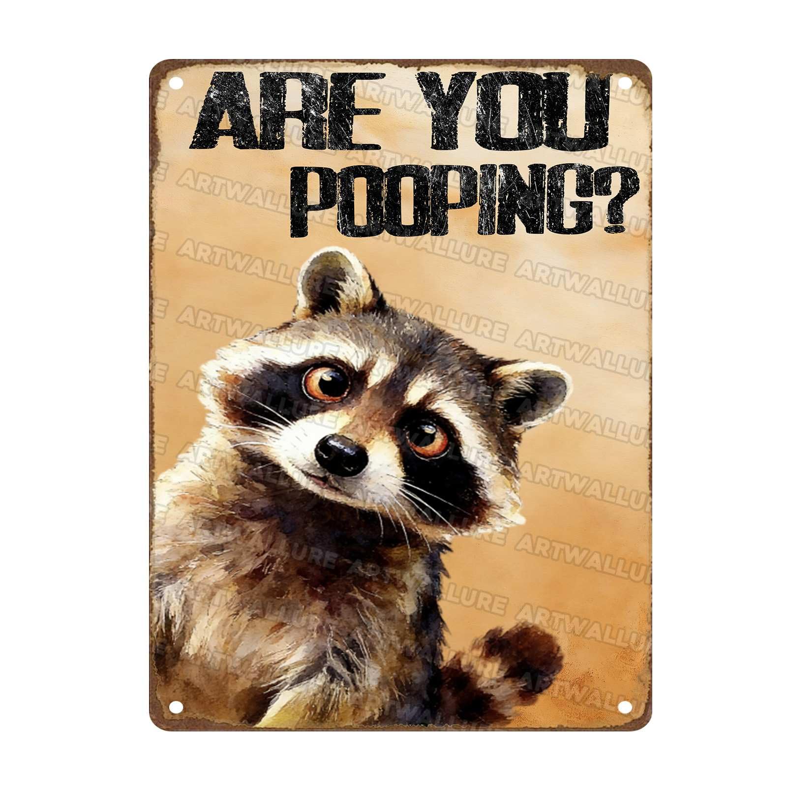 Are You Pooping Metal Sign Funny Raccoon Wall Decor for Home Bathroom Poster Restroom Toilet Washroom 12x16Inch