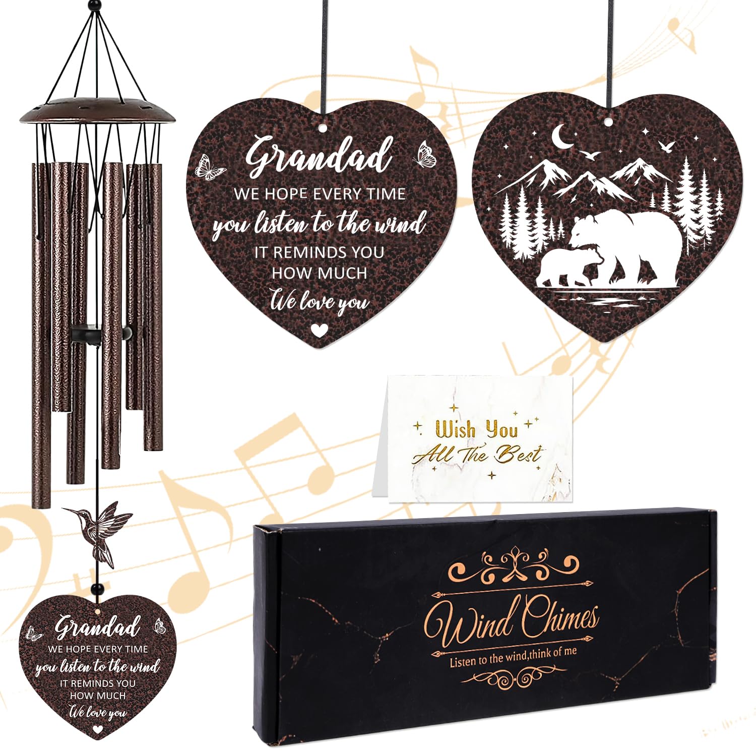 Luvart Wind Chimes Gift for Grandad Grandpa Gifts for Birthday Christmas