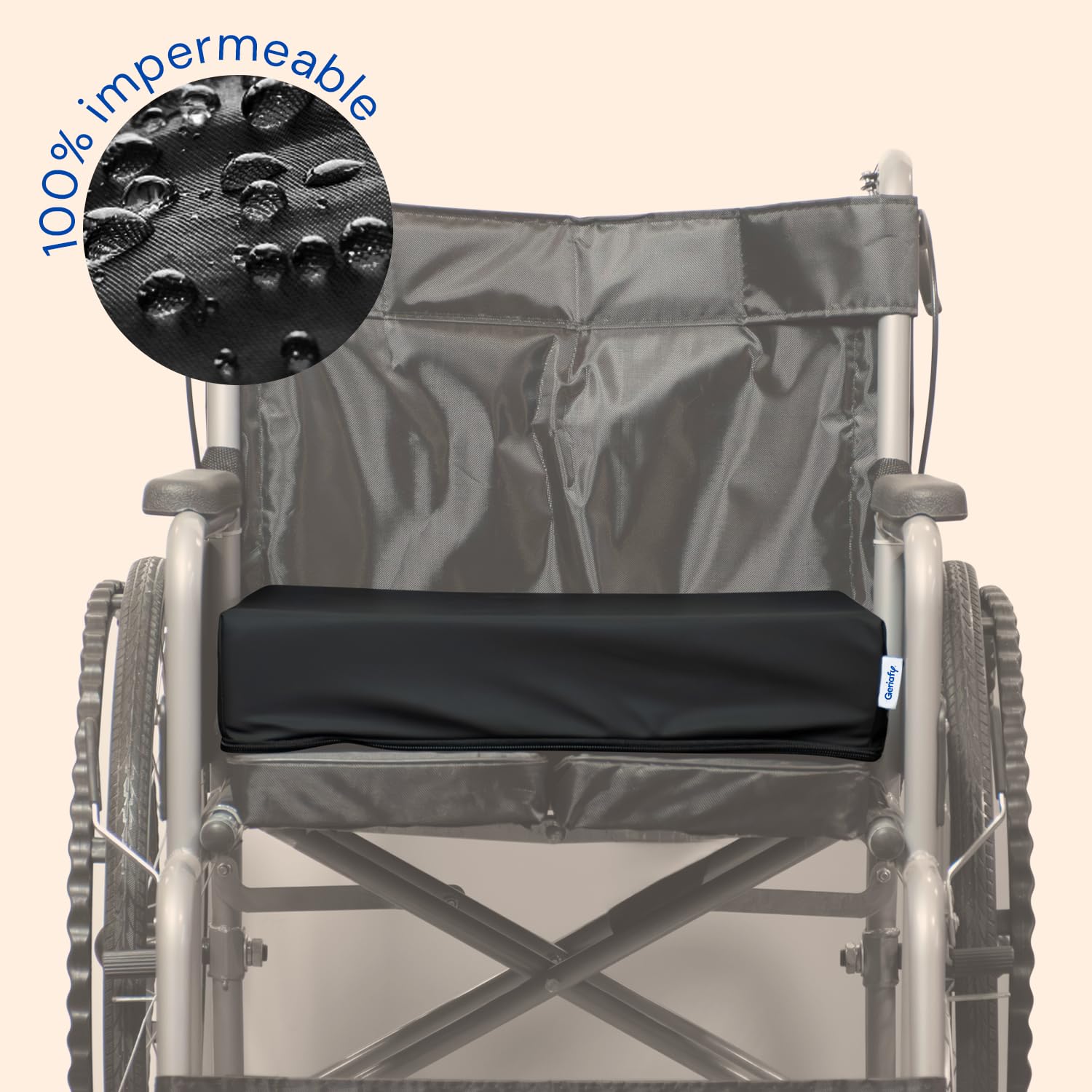 Geriafy – Cuscino ergonomico da seduta Hygrolife | Impermeabile, traspirante e confortevole | Ideale per poltrone, sedie e divani (42 x 42 x 8 cm)