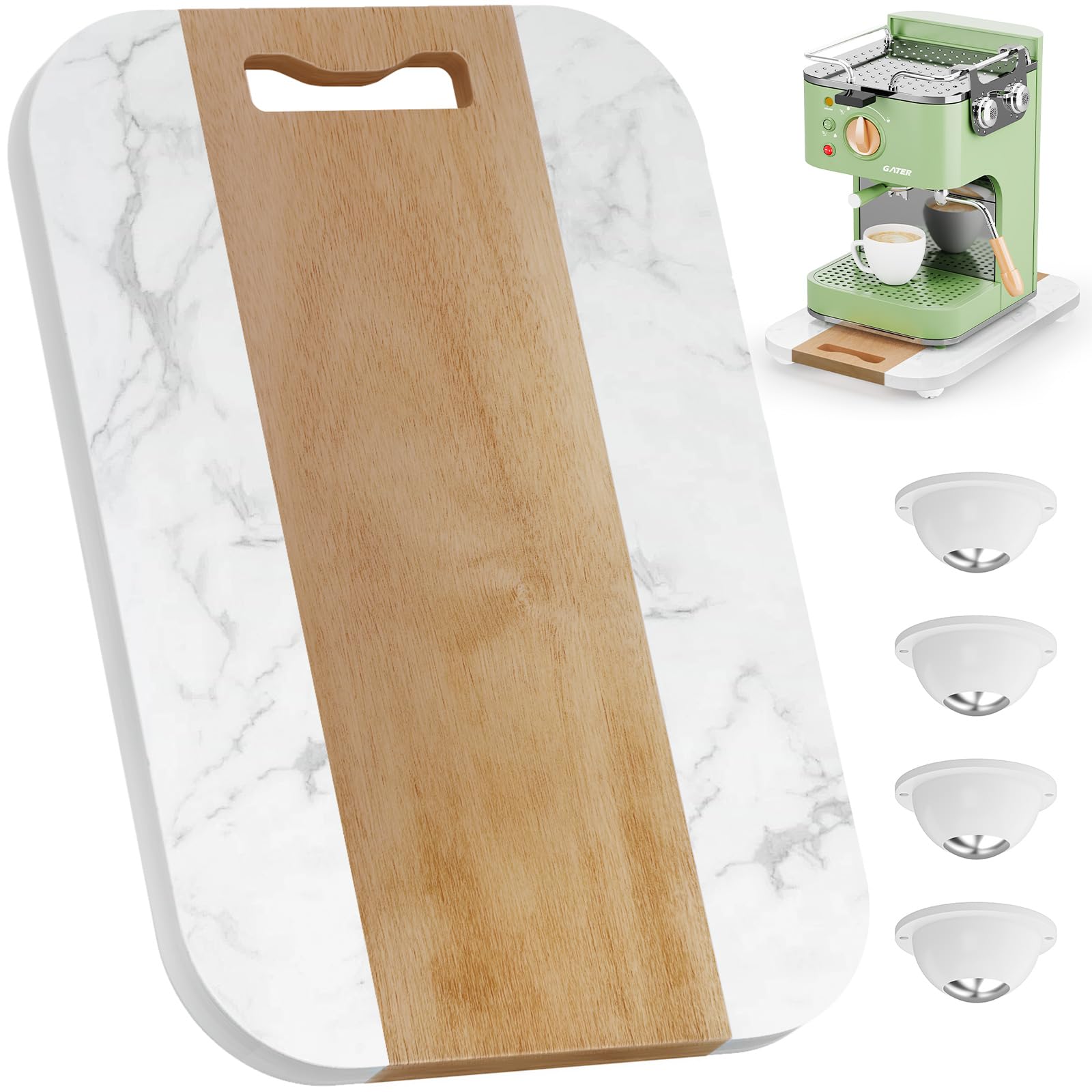 Plateau coulissant pour cafetière blanc pour organiser le plan de travail