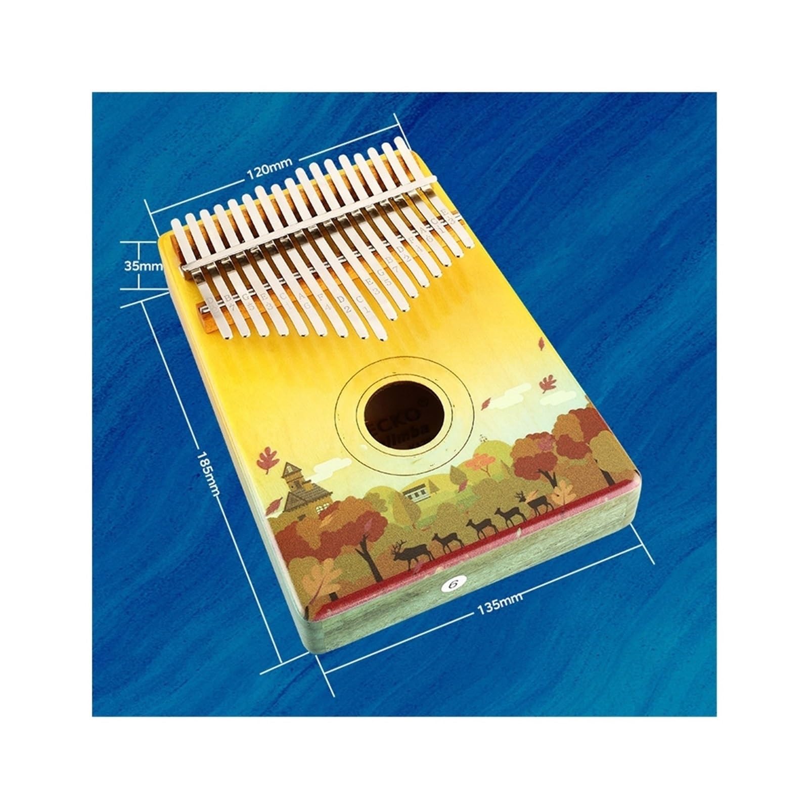 Kalimba Miniinstrument pięciopalcowy Pianino palcowe malowane 3D Fortepian kciukowy 17-tonowa kalimba dla początkujących
