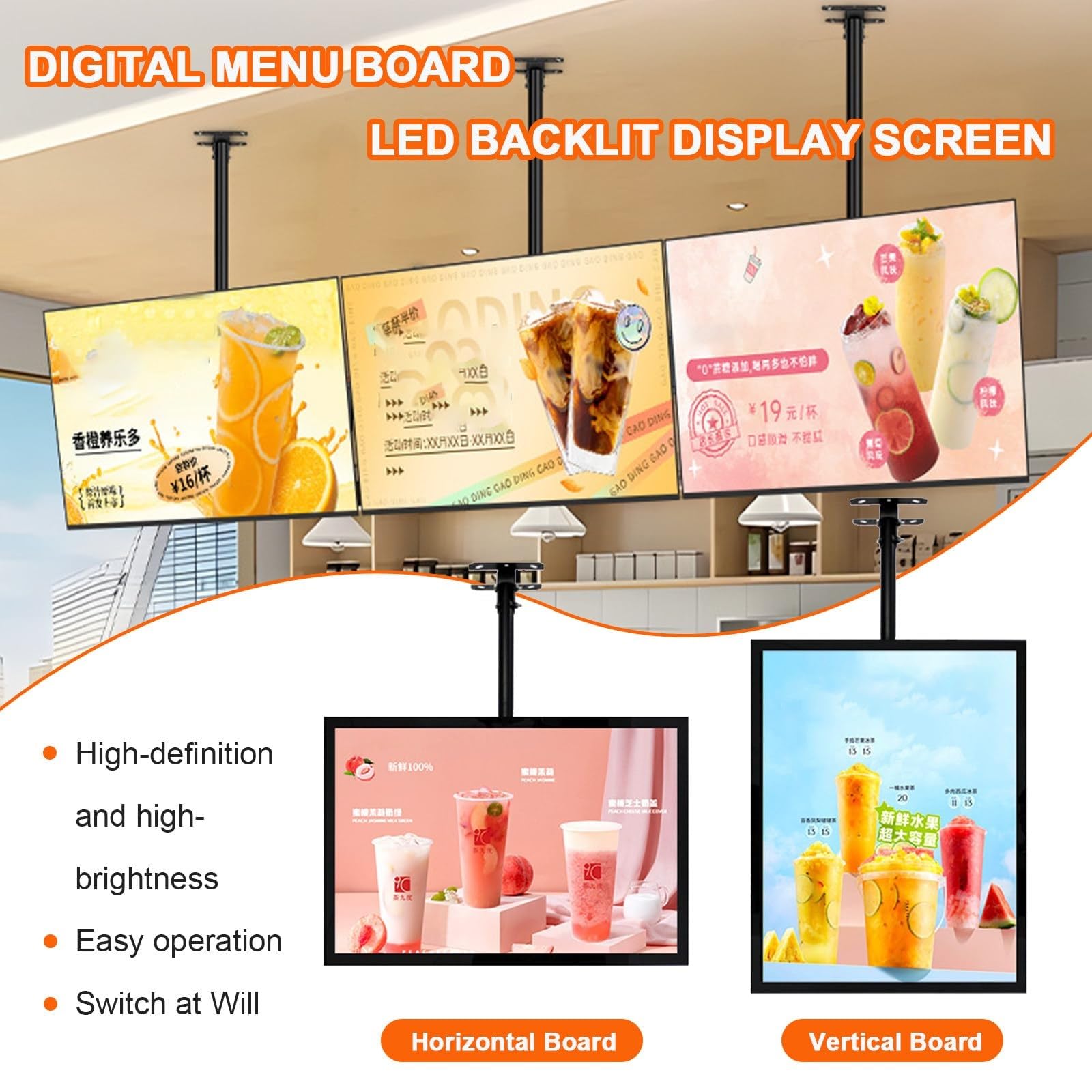 Display LED Para Publicidad Comercial - Estructura Ultrafina, Alta Luminosidad, Orientable Horizontal/Vertical Para Hoteles Y Locales Comerciales(1PC,60 * 100cm)