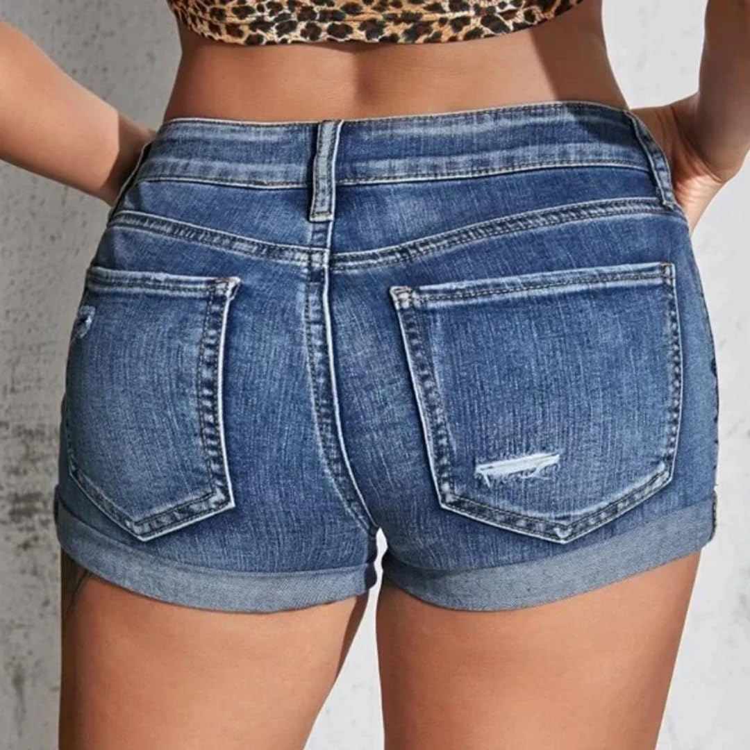 Short Jogging Femme Les Femmes De Split Denim Shorts Plage Sauvage Mode Sexy Mid Taille Curled Cuff Élastique Slim Fit Casual Shorts