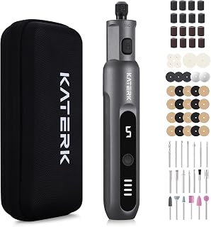 Katerk Cordless Rotary Tool Kit, 3.7V Mini Rotary Tool with 5 Speed and 70PCS Accessories, 20000RPM, USB Charging Multi-Purpose Power Tool for Engraving, Sanding, Drilling, Polishing, Cutting, Grey