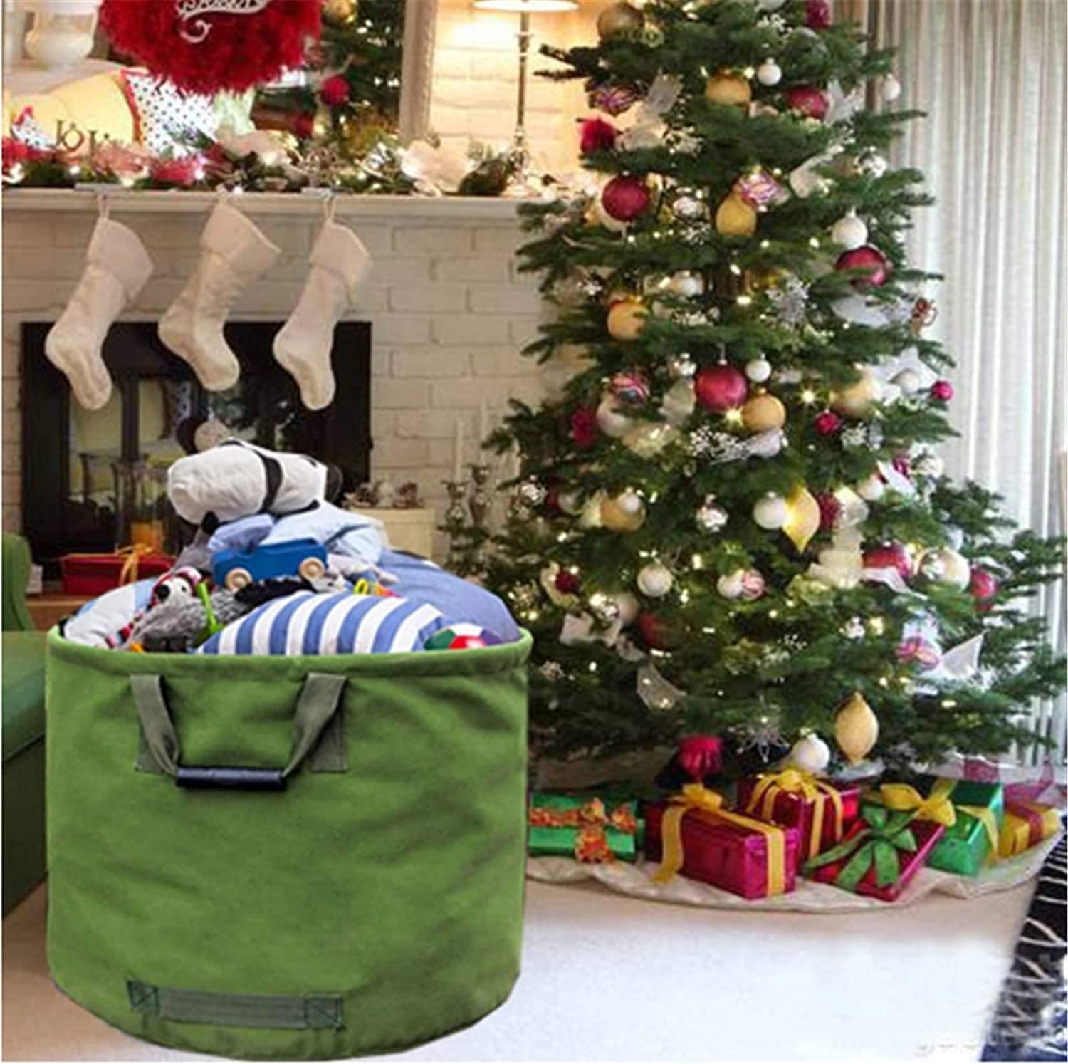 Bolsas de basura for jardín, bolsas de jardín resistentes con asas, bolsas de jardín reutilizables impermeables, bolsa de hojas verdes con tela de lona militar, for recoger residuos de plantas, hierba
