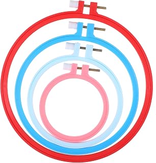 RAHHLIZS 4 Pcs Plastic Embroidery Hoop, Circle Cross Stitch Hoop | Small Embroidery Hoop, Small Hoops for Crafts, 3.9 Inch to 7.9 Inch for DIY, Craft Sewing (Multicolor)