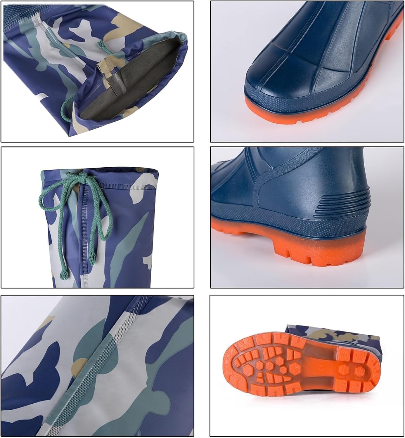 Blue Camo Outdoor Fishing Boots Hip Waders for Men Women, 60cm High Knee Wader Boots Waterproof Lightweight for Fishing Hunting，Comfortable And No Leaks(7)