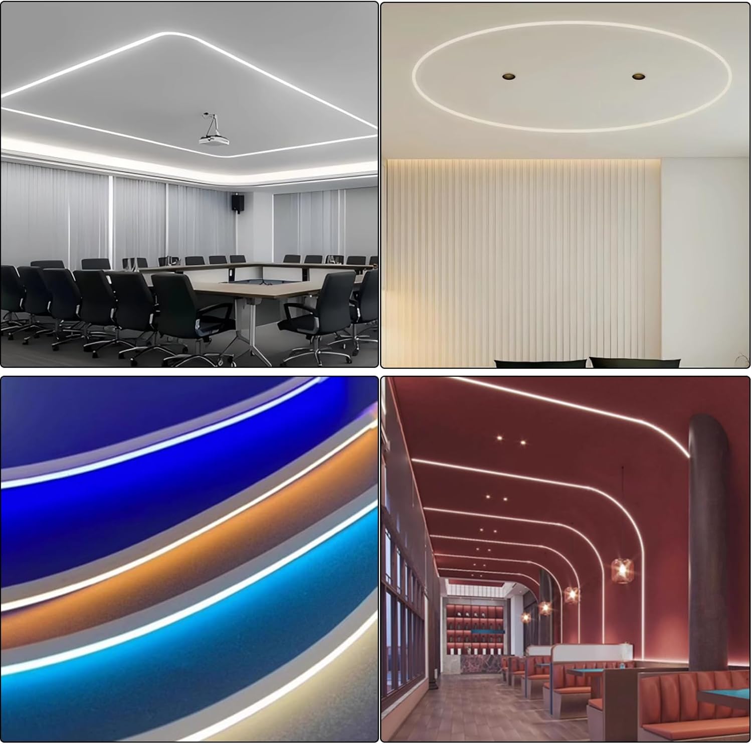 196inch Silicone LED Diffuser Channel, Flexible Waterproof Neon Rope Strip Light Tube Silicone Cover for 6mm Led Strip Lights for Living Room, Kitchen, Wall and Other Decoration (10 x 10mm)