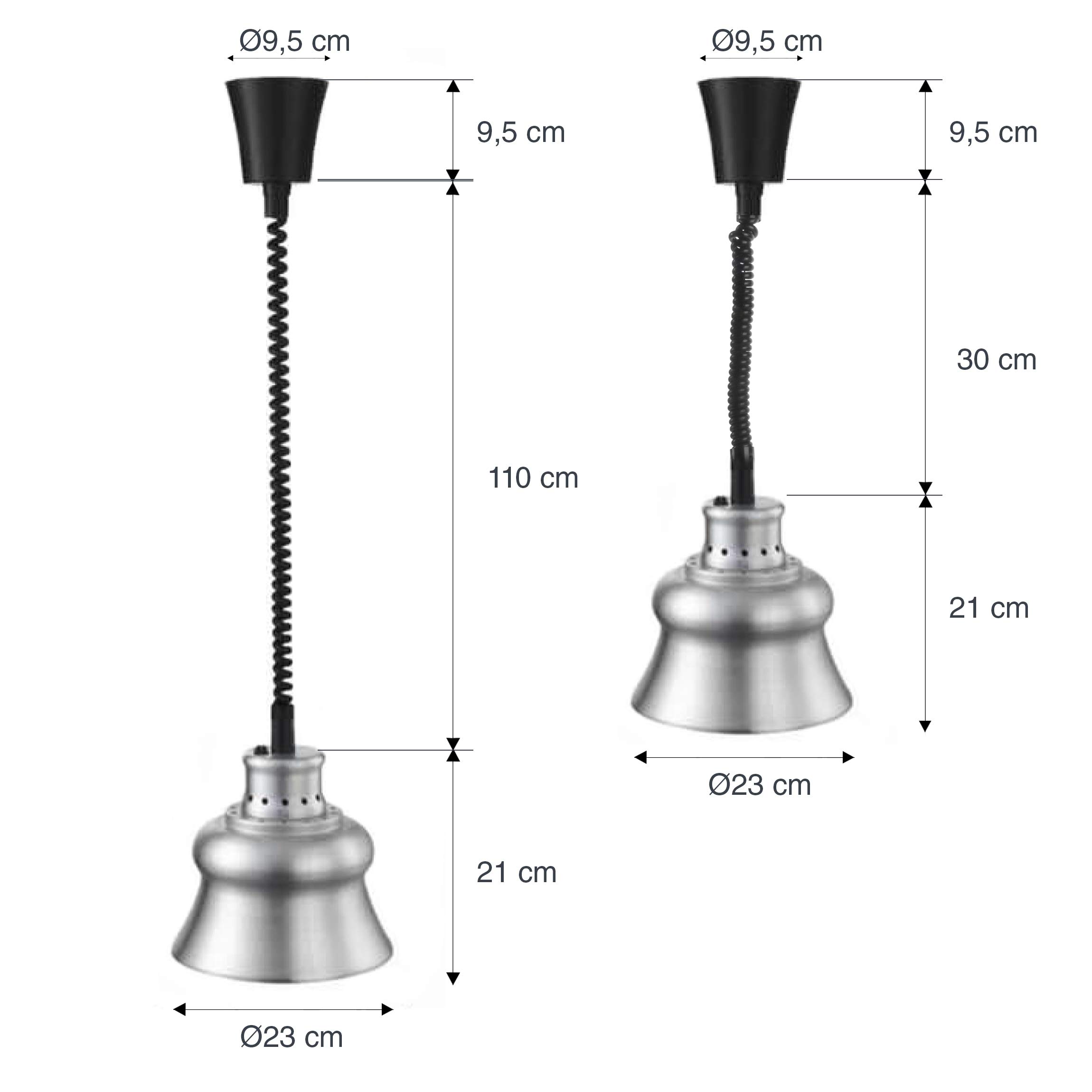 Lacor - 69266 - Lampada riscaldante a infrarossi, Mantiene i piatti caldi, secchi, Con cavo a sputo flessibile da 30 a 110 cm, Include lampadina, cucina professionale, 275W, Alluminio
