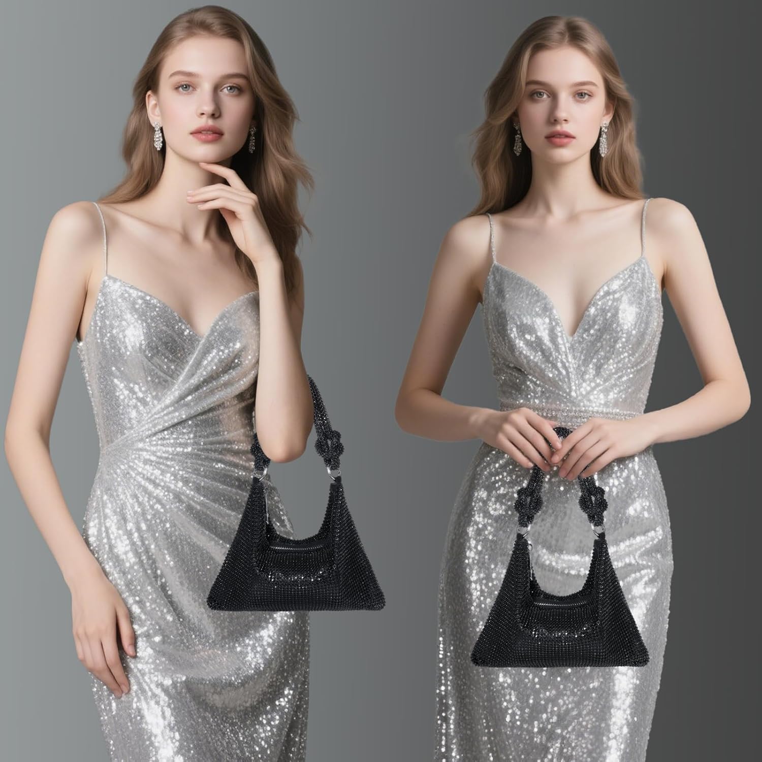 Clutch Purse for Women,Sparkly Rhinestone Evening Bag Wedding & Party Accessories,Handbag Fits Phone,Wallet & Lipstick - Image 2