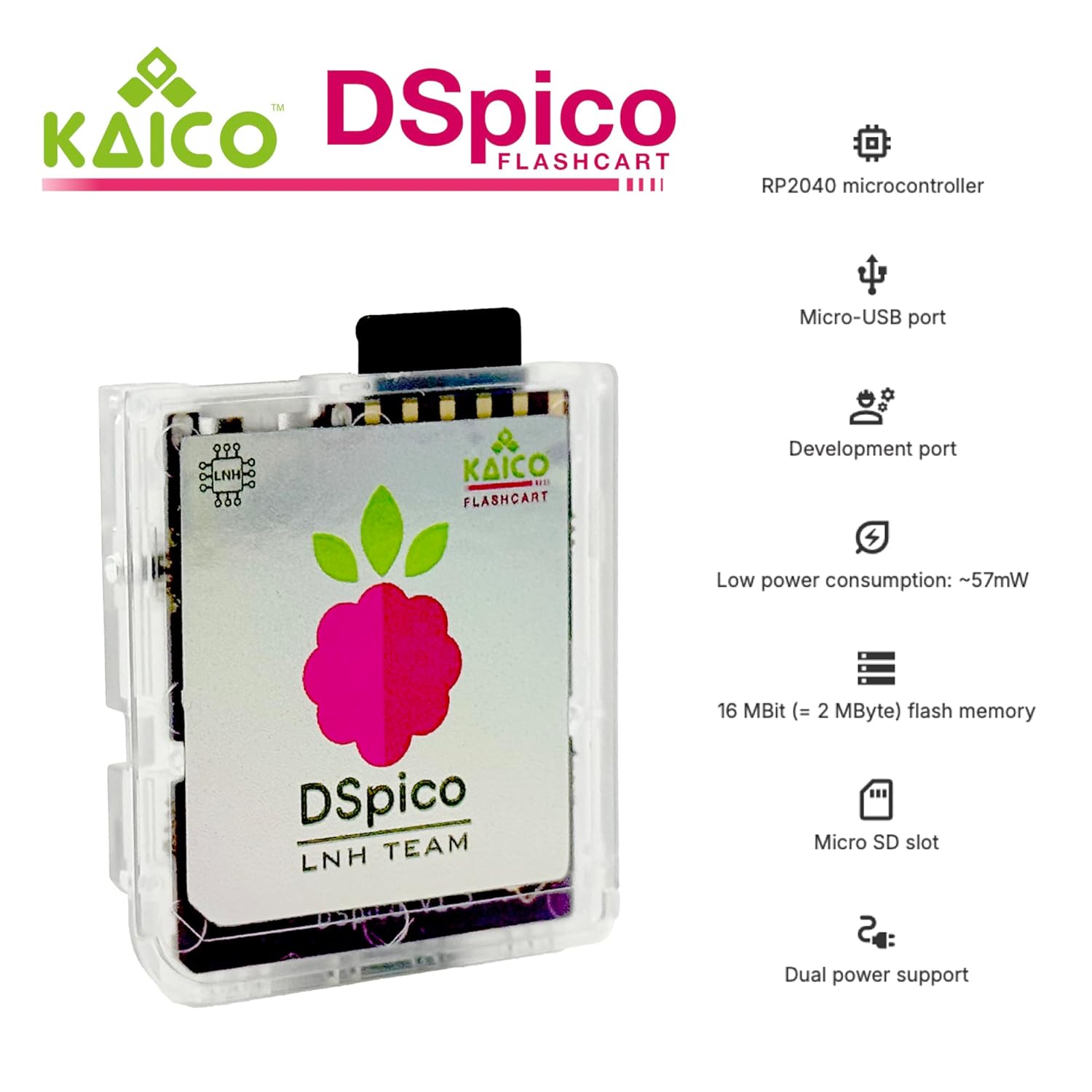 Kaico Edition DSPico DS Flash Cart / DS Flash Card (R4 Upgrade) for Nintendo DS & DSi – Includes 8GB Micro SD – LNH Team Open-Source Design, RP2040 MCU Powered, Dual Power, 6MB/s SD Read, DS Mode & Pico Launcher Support 5 71nuePU4+mL. SL1500