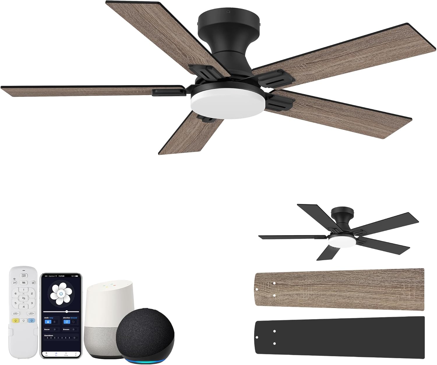 42 Inch Ceiling Fans with Lights,Smart...