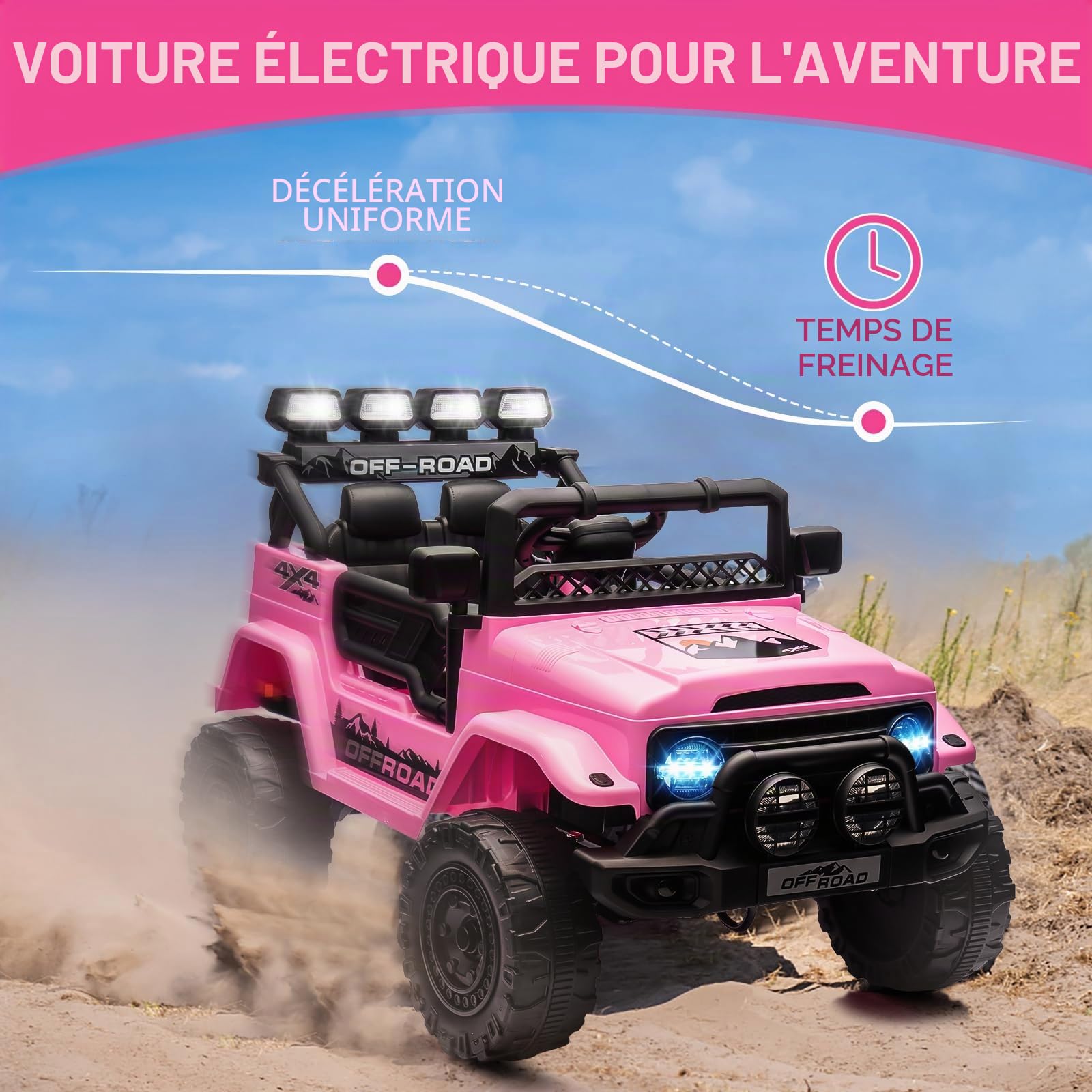 Garvee Voiture Électrique 12V, Véhicule Électrique avec Télécommande 2,4G, 3 Vitesses, Musique & LED & Klaxon, Auto Électrique pour Enfants 3+ Ans