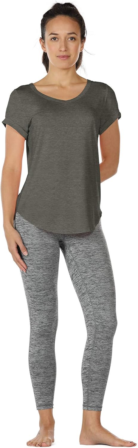 icyzone Open Back Yoga Shirts for Women - Exercise Workout Tops, Athletic Short Sleeves, Running T-Shirts Loose Fit - Image 2