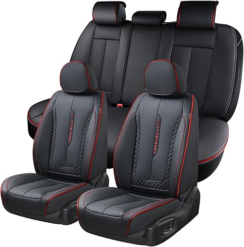 Coverado Funda de asiento de automóvil, juego completo de fundas de asiento de automóvil, fundas de asiento delantero rojo para asientos delanteros