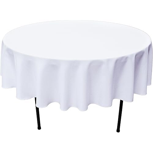GEFEII Kitchen White Tablecloth 70 inch Round Tablecloths Solid Polyester Table Cloth for Wedding Party Restaurant Banquet Dining Buffet Table Picnic Decorations (Round-70 inch, White)