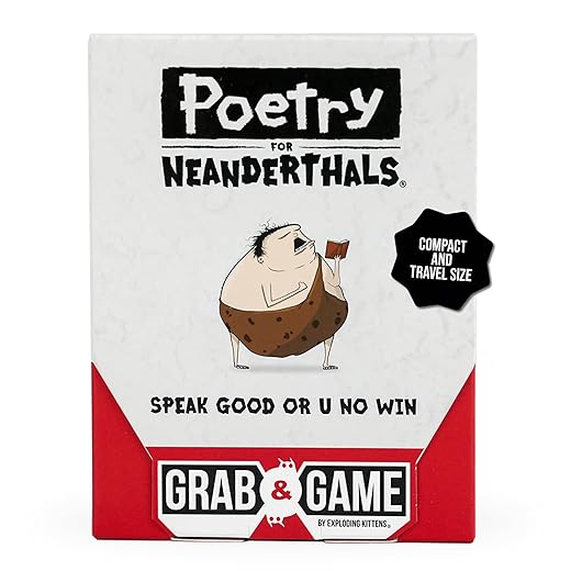 Exploding Kittens Poetry For Neanderthals Grab & Game by Laugh-Out-Loud Card Games for Families & Party Games Ages 7+ - 60 Cards, 200+ Words, Single-Syllable Guessing Fun for Parties & Groups