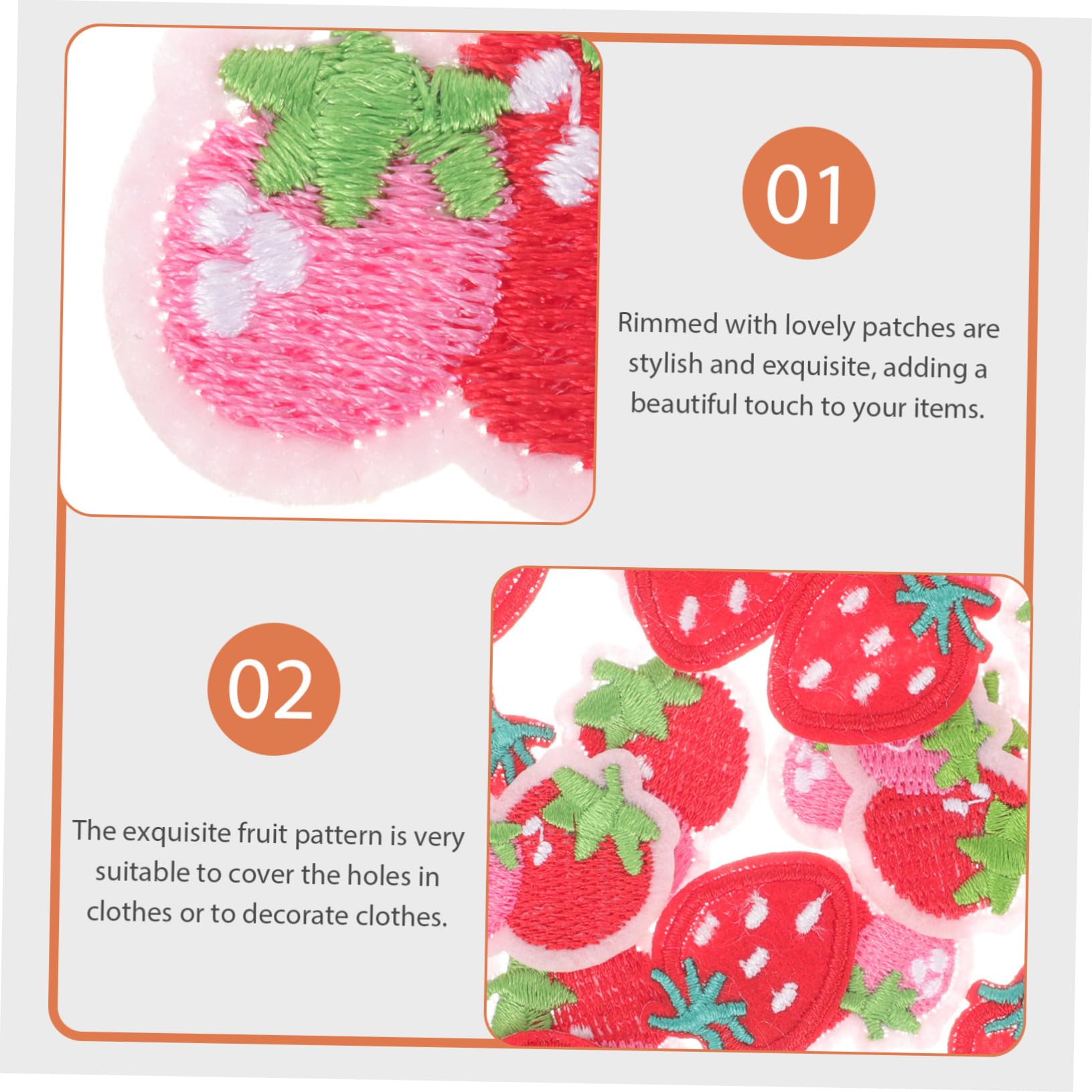 Angoily 100 Pezzi Toppe Termoadesive Fragola per Abbigliamento Patch Decorativa per Riparazioni e Diy su Vestiti Jeans Borse e Accessori
