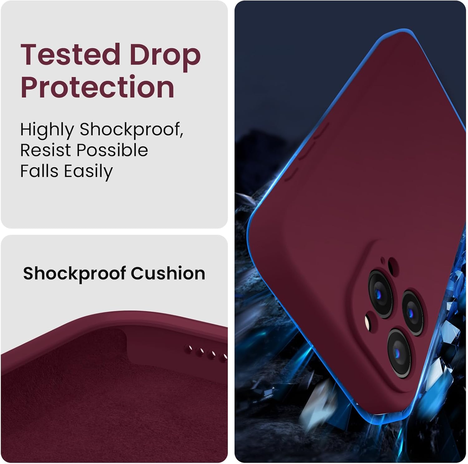 FireNova Designed for iPhone 15 Pro Max Case, Silicone Upgraded [Camera Protection] Phone Case with [2 Screen Protectors], Soft Anti-Scratch Microfiber Lining Inside, 6.7 inch, Plum - Image 4