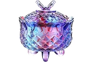 Royal Embossed Crystal Glass Candy Box with Lid