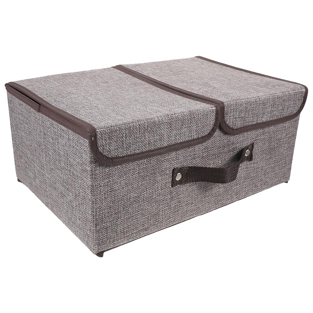 Boîte de rangement pour vêtements grand format avec double couvercle gris