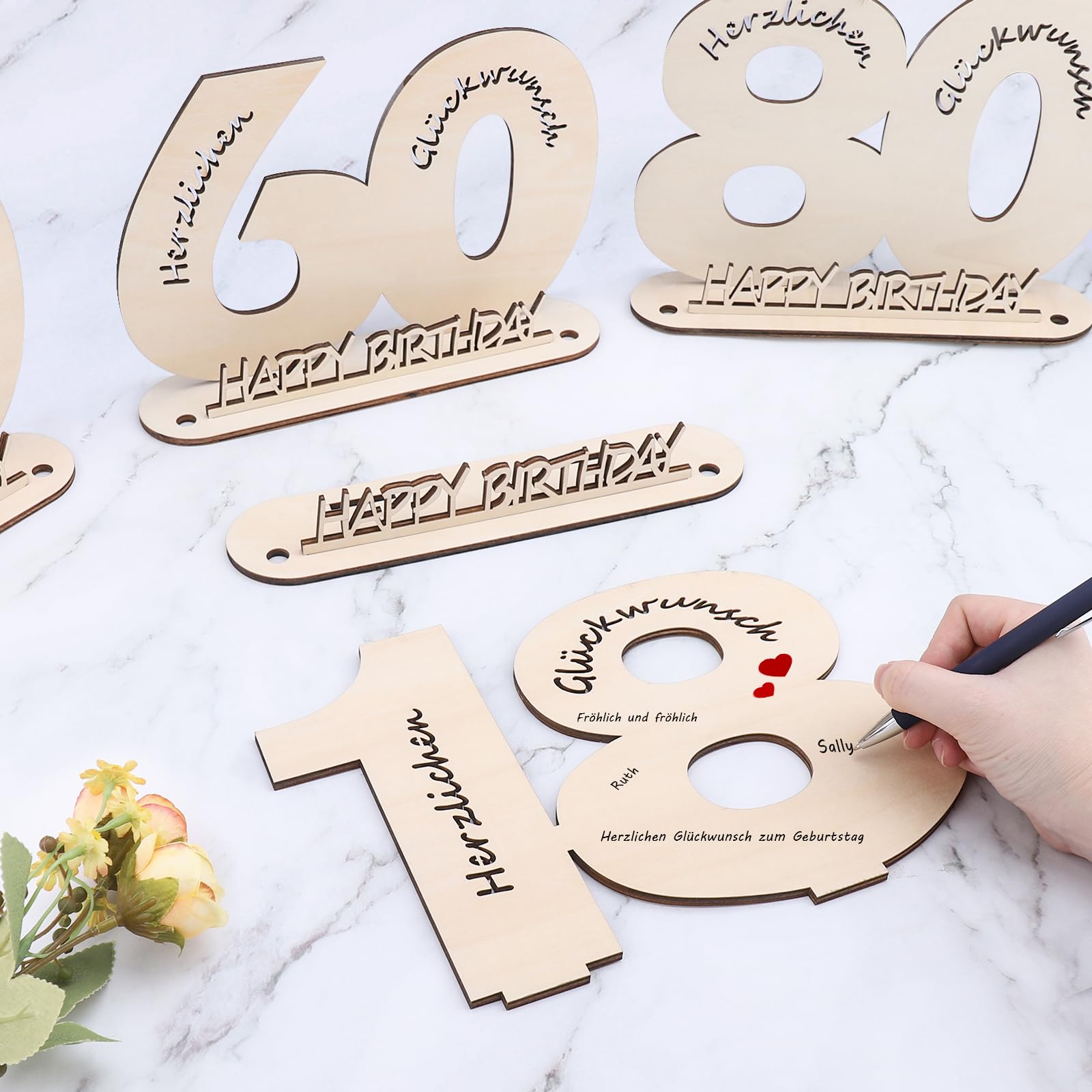 Libro Degli Ospiti In Legno Per 40° Compleanno - Regalo Originale Con Fori Per Biglietti E Messaggi - 5