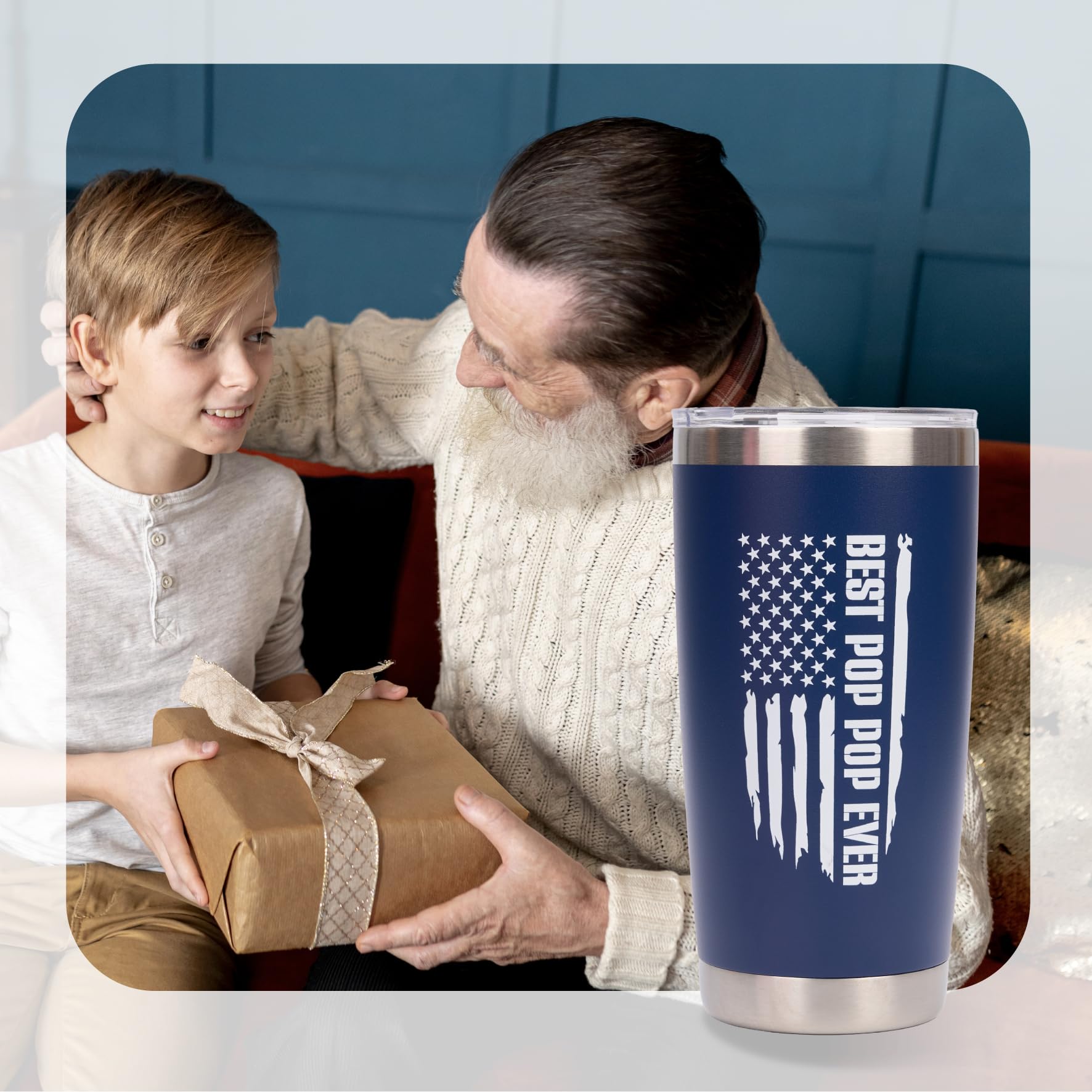 Pop Pop Gifts - Gift for PopPop from Grandkids - Fathers Day Christmas Birthday Gifts Idea - Tumbler 20Oz Stainless Steel