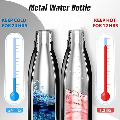 Miniatura 4 de Sfee Botella de agua aislada, botellas de agua de acero inoxidable de 17 onzas, botellas de agua reutilizables al vacío de doble pared a prueba de