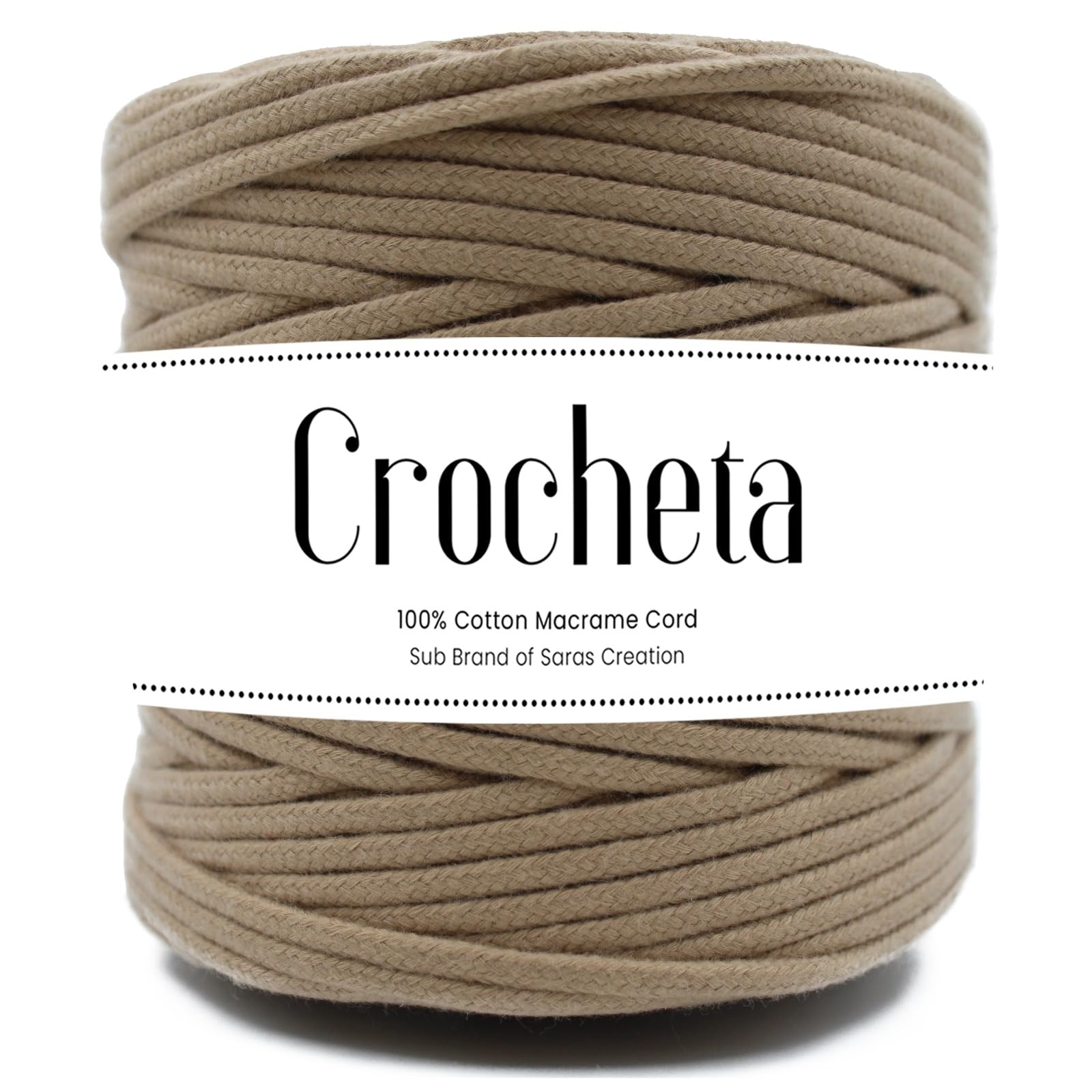 CROCHETA Braided Cotton Like Cord 4mm×54 Yards Natural Chikku Macrame Cotton Like Cord Bohemia Macrame Rope for Handmade Plant Hangers Wall