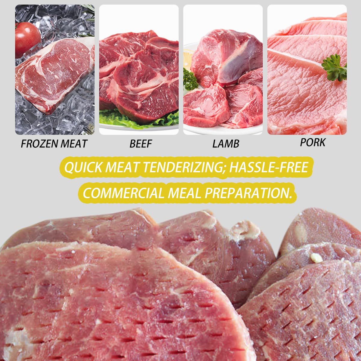 Elektrischer Fleischklopfer, kommerzielles flaches Werkzeug mit reinem Kupfermotor, Edelstahlkörper, geräuscharmes Design für Huhn, Fisch, Steak und mehr