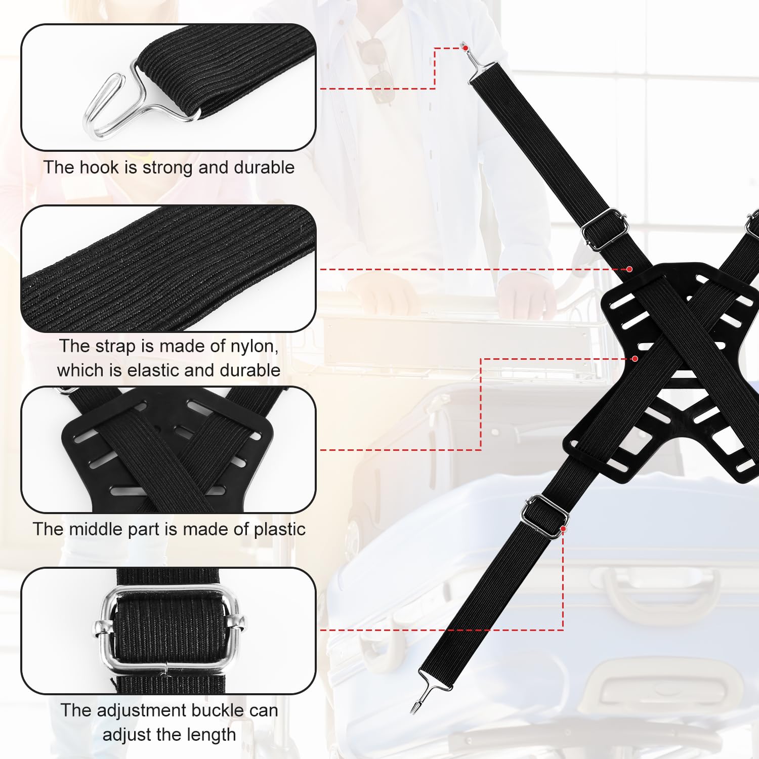 4pcs Not Hook Elastic Tie Down Straps Rubber Bungee Cords For Trucks - View #11