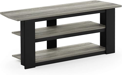 Miniatura 4 de Centro de entretenimiento para TV Furinno 12186GYWBK, con repisas de roble francés, 42 pulgadas, gris, Madera, gris roble francés