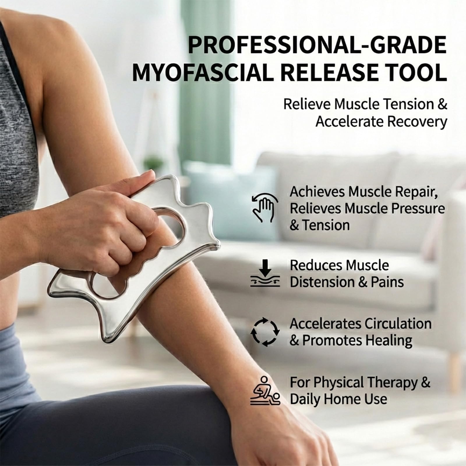 Stainless Steel Muscle Scraper Tool Set - 4Pcs Massage Scraper Tool Gua Sha for Myofascial Release, Fascia Release Tools for Deep Tissue Massage, Physical Therapy & Fascia Scrapingr (4Pcs)