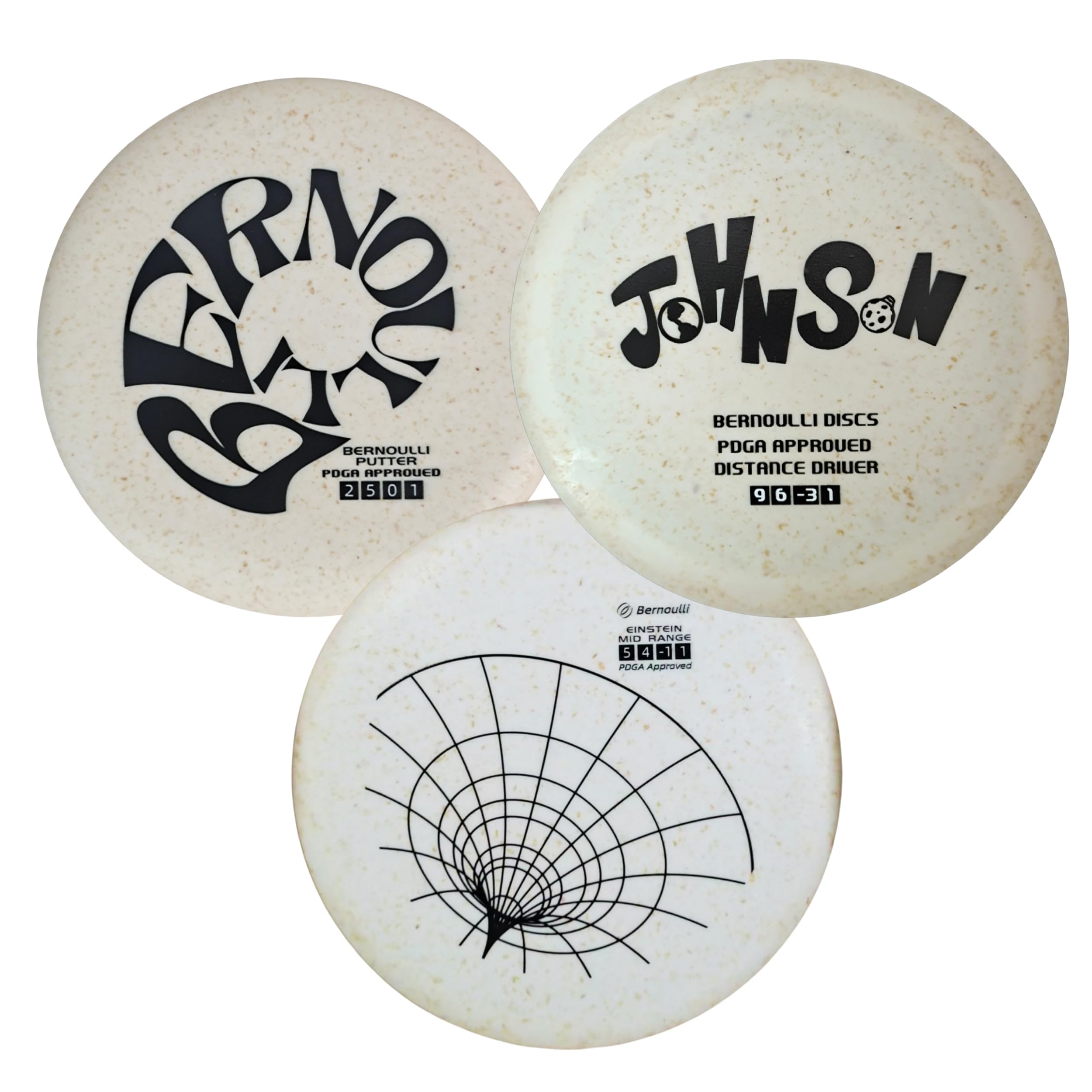 Bernoulli Disc Golf 3 Pack Wood Bio-Composite Putter Mid Range Driver Beginner Pack | Factory Seconds | PDGA Approved