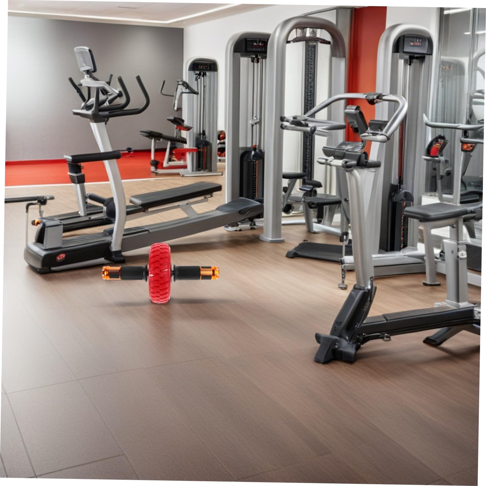 Cabilock Ruota Addominale Fitness Portatile Rosso con Manici Antiscivolo per Allenamento Core Completo Attrezzo Piccolo per Casa e Ufficio Strumento Multi-funzione per Esercizi Addominali