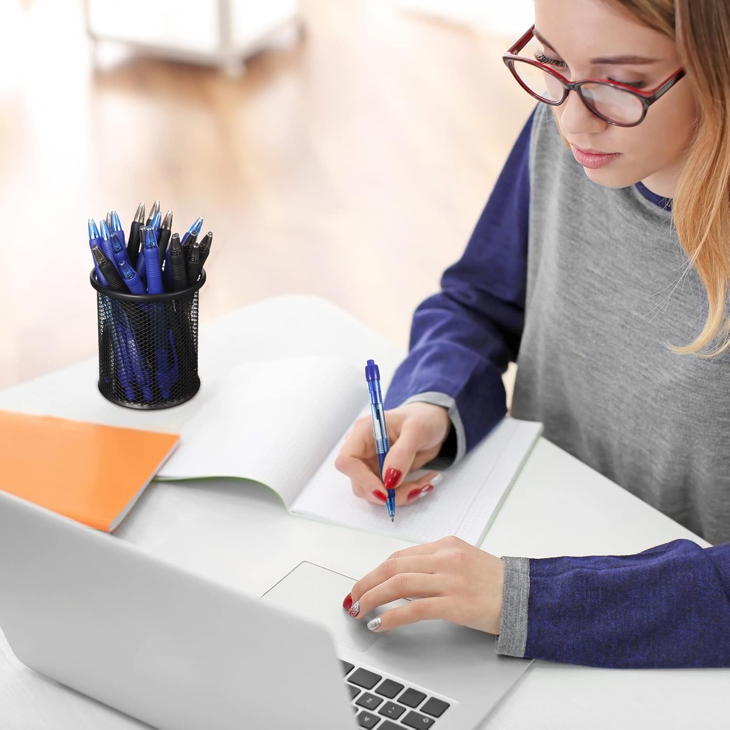 Fainne 300 Pcs Retractable Ballpoint Pens Bulk Medium Point (1.0 mm) Smooth Writing Pens for Journal Notebook Writing Office Supplies Click Pen (Blue, Black) - Image 5