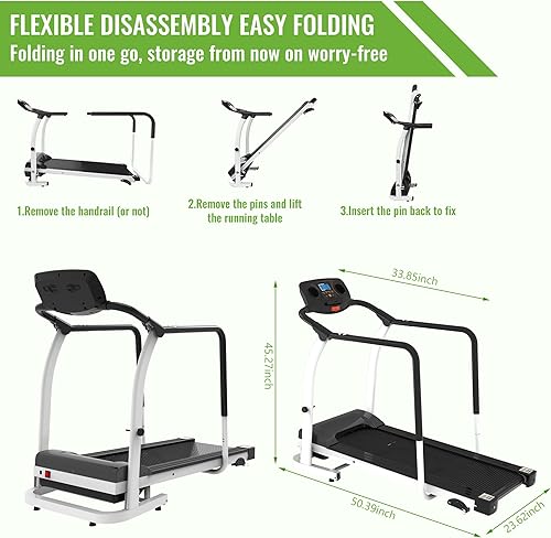 Miniatura 3 de Prapark Caminadora con pasamanos largos para equilibrio máquina de ejercicio de recuperación para uso doméstico con pantalla LCD monitoreo de