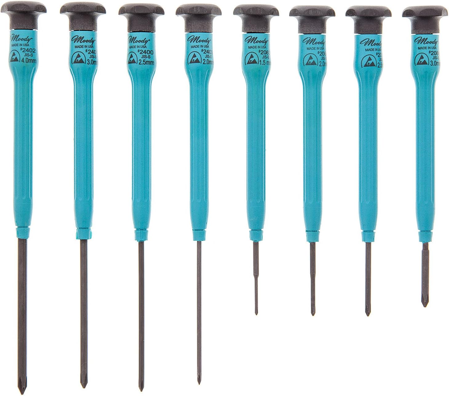 Moody Tools - 8 Pc. JIS-type S Screwdriver Set, w/ Fixed ESD-Safe Handles - 58-0610