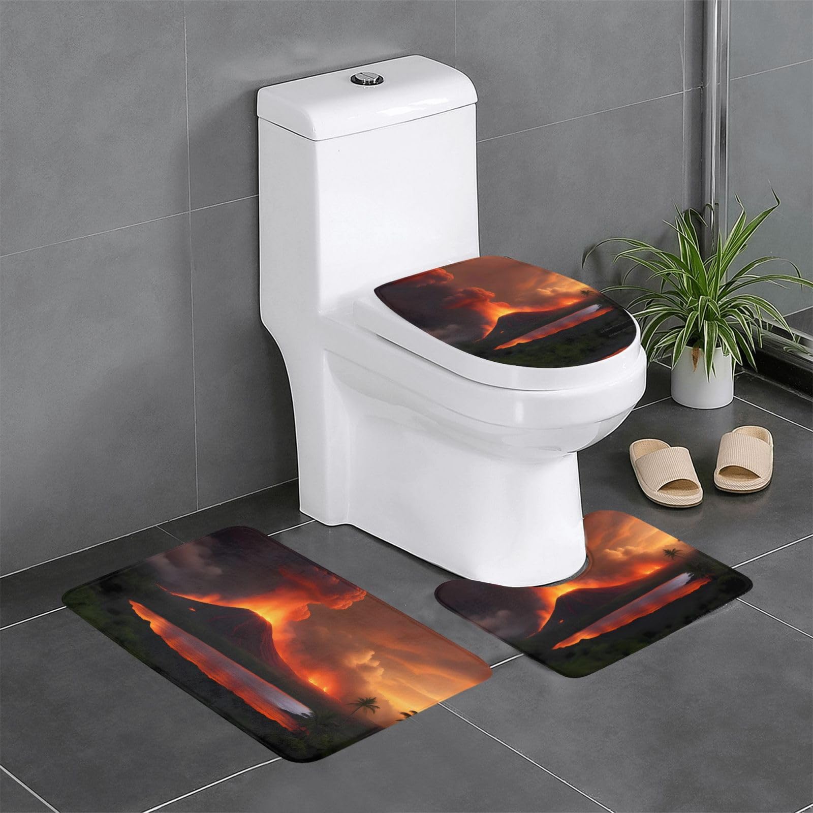 Tapis de salle de bain volcan Kilauea lot de 3 antidérapants pour WC