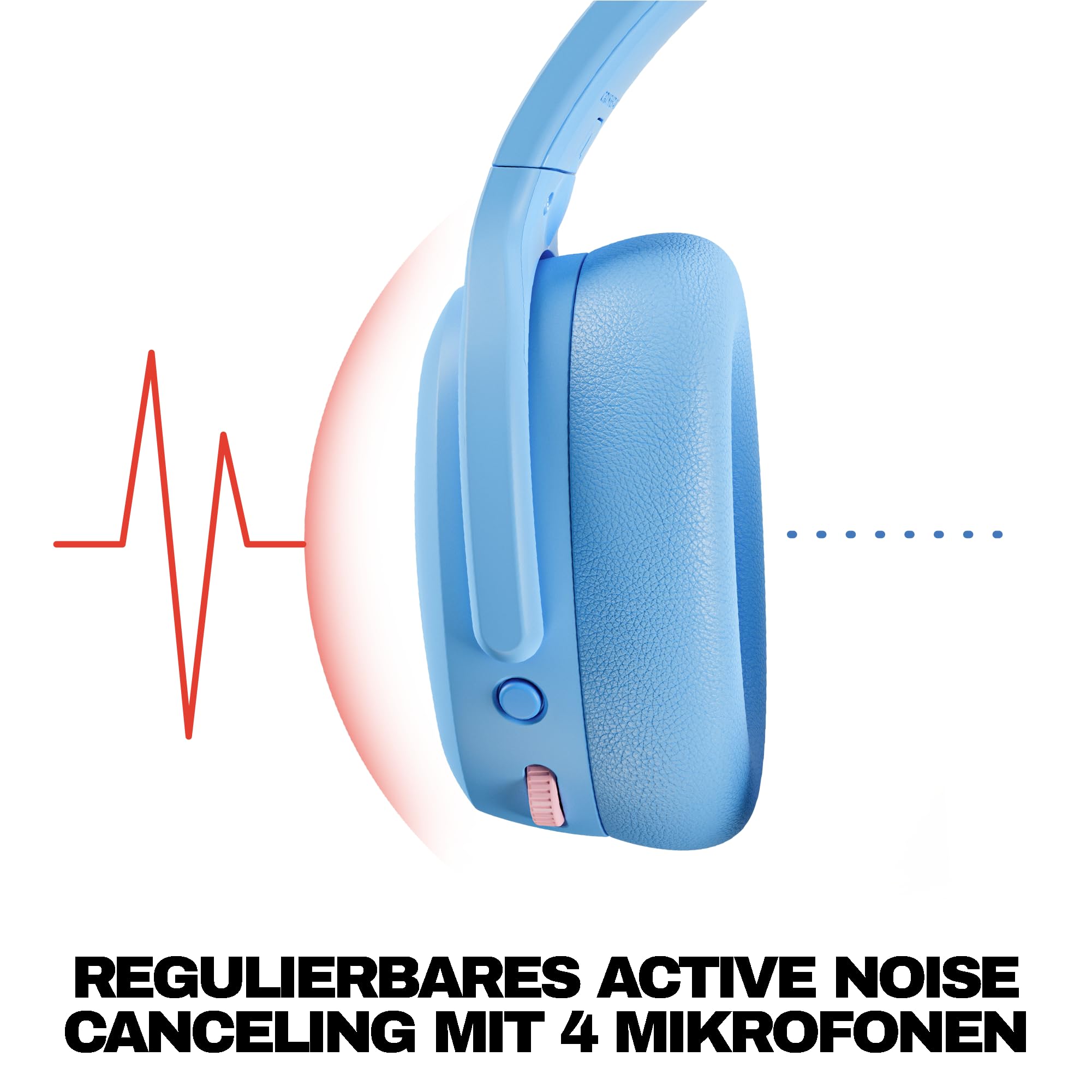 Skullcandy Crusher ANC 2 Wireless Bluetooth Over-Ear-Kopfhörer, Multisensorischem Bass, Active Noise Cancelling, 60 Stunden Akkulaufzeit - Hellblau