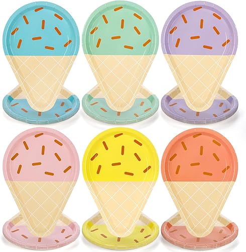 Miniatura 2 de Yopay 60 platos de fiesta de helado, platos desechables de aperitivo de 10 pulgadas para pasteles, postres, frutas, fiestas de cumpleaños y verano,
