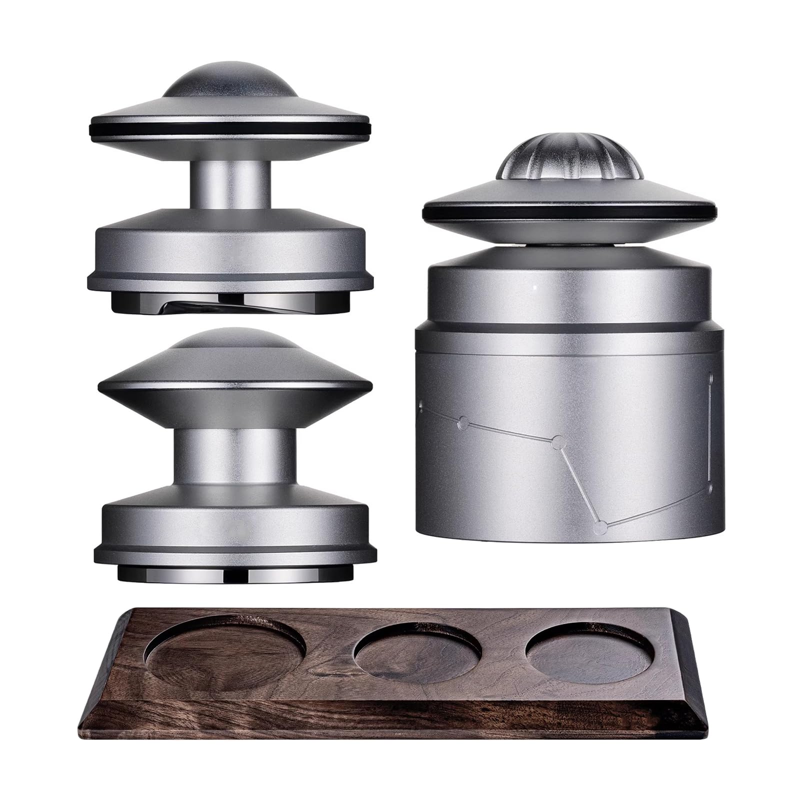 SICWEDIM 58mm Espresso Accessories Kit, Spring-Loaded Espresso Tamper, WDT Tool, Coffee Distributor, Wooden Storage Stand, Magnetic Fixation, Coffee Machine Accessories for Barista (B)