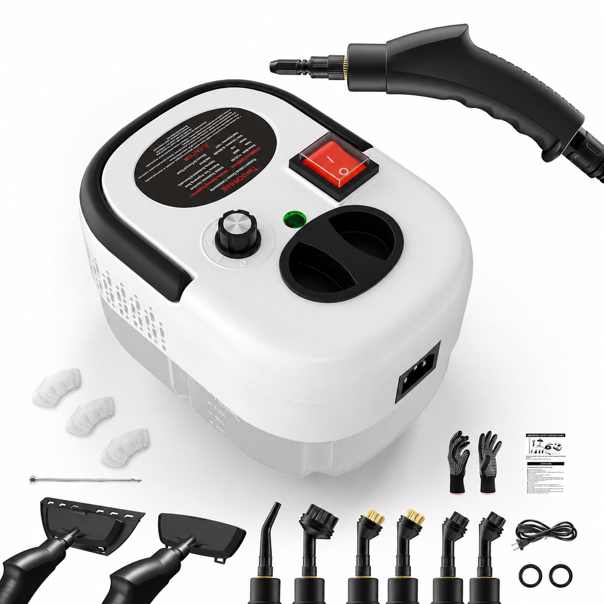 Dampfreiniger Handgerät, Dampfreiniger, 1,2L Wassertank, Tragbarer Steam Cleaner, Multifunktions Dampfreiniger für Alles, Schnellheiz-Dampfreiniger für Auto, Küche, Badezimmer, Fliesen, Fenstern-Weiß
