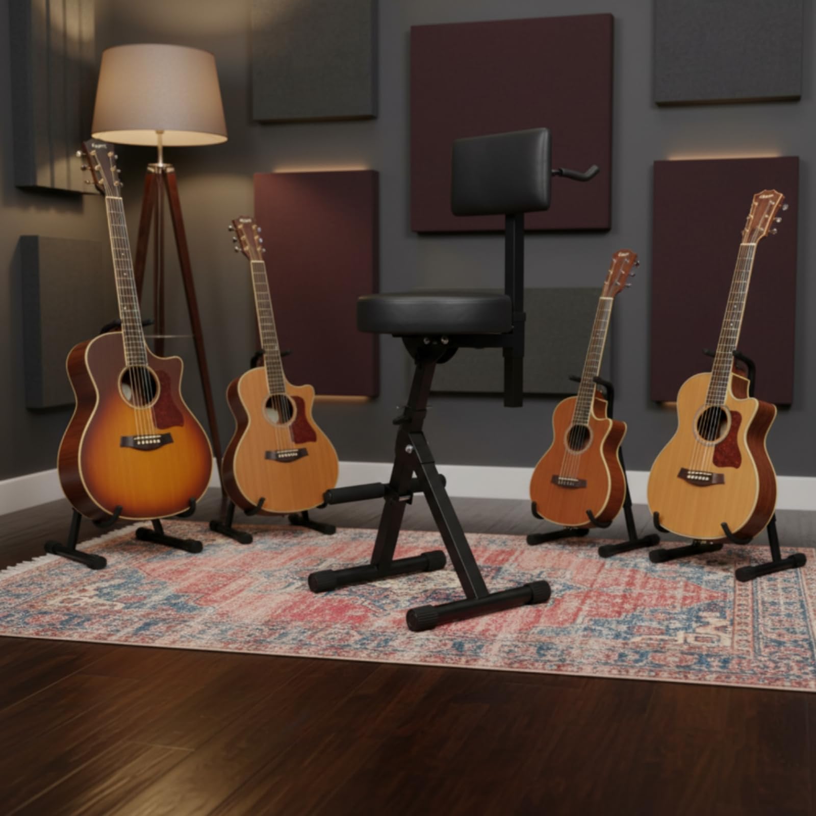TISHITA Tabouret Musicien Confortable, Style to 1 | Pliable, Tabouret avec Dossier, Rembourré, pour Scène, Guitaristes