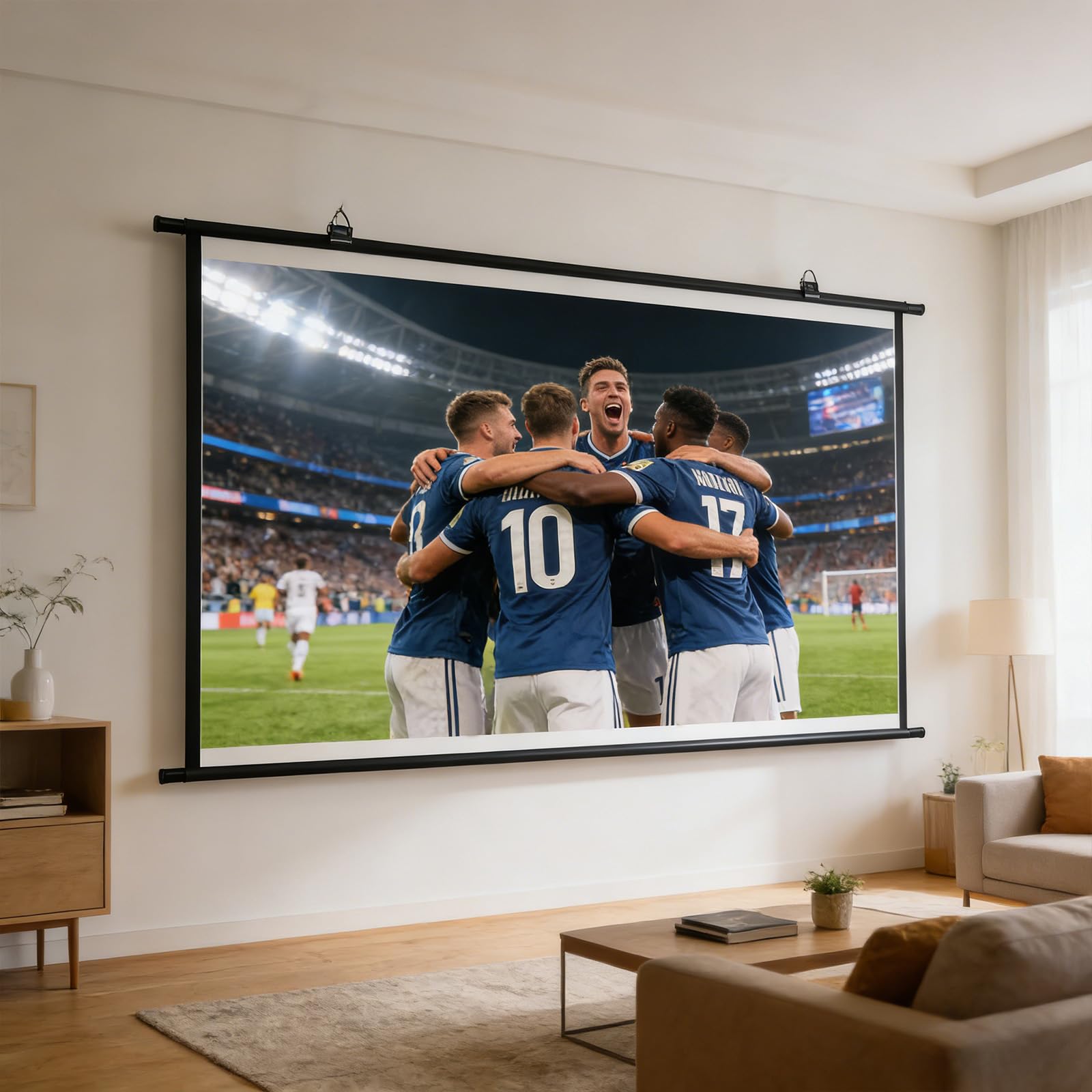 Facile installazione Schermo per proiettore 16: 9 a focale corta tessuto in seta latte supporta la risoluzione 4K per immagini nitide Schermo per diapositive portatile e leggero