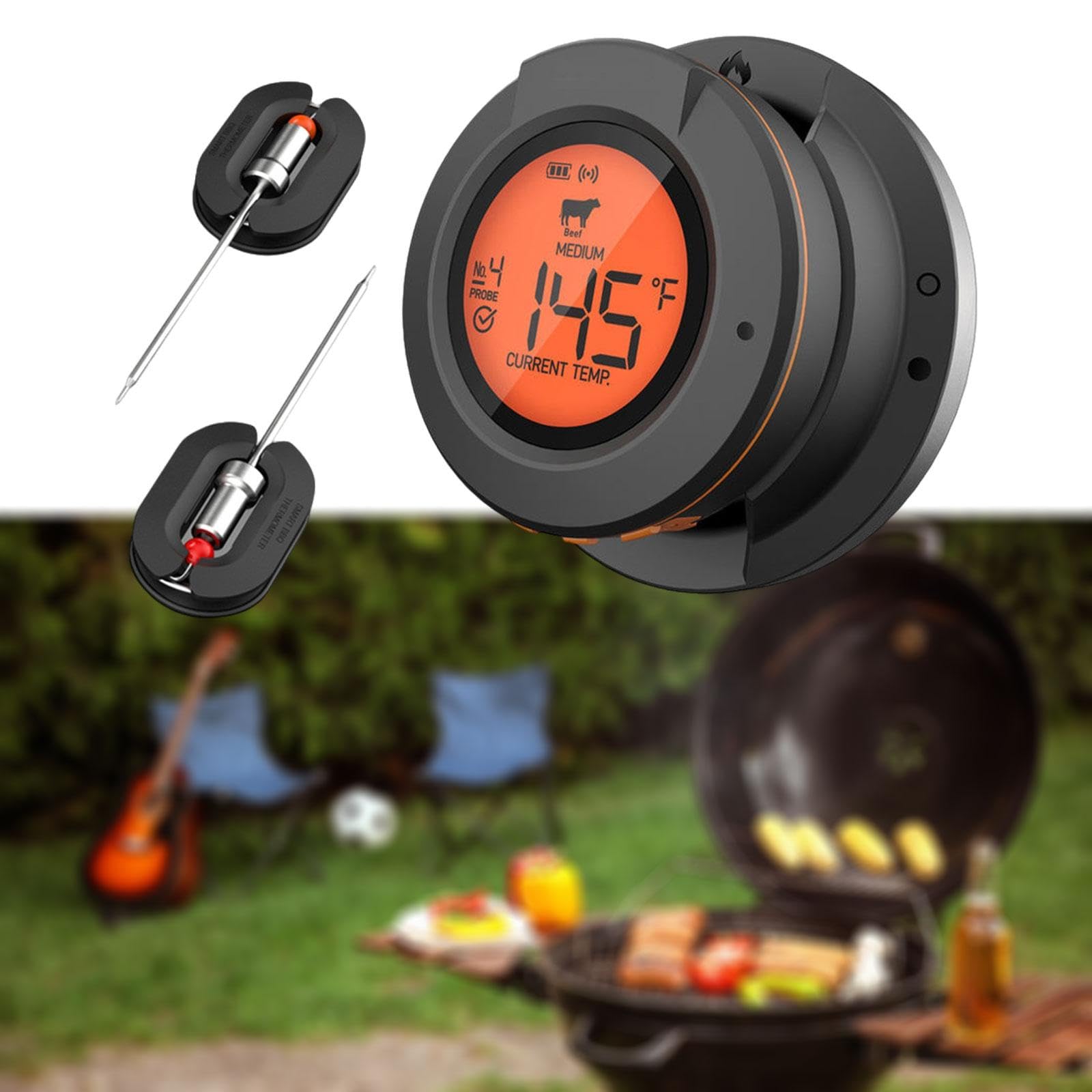 Yajuyi de Cocina Digital para Alimentos de Parrilla con Sondas Incluidas Material Pp Resistente al Control Preciso de, 2 sondas