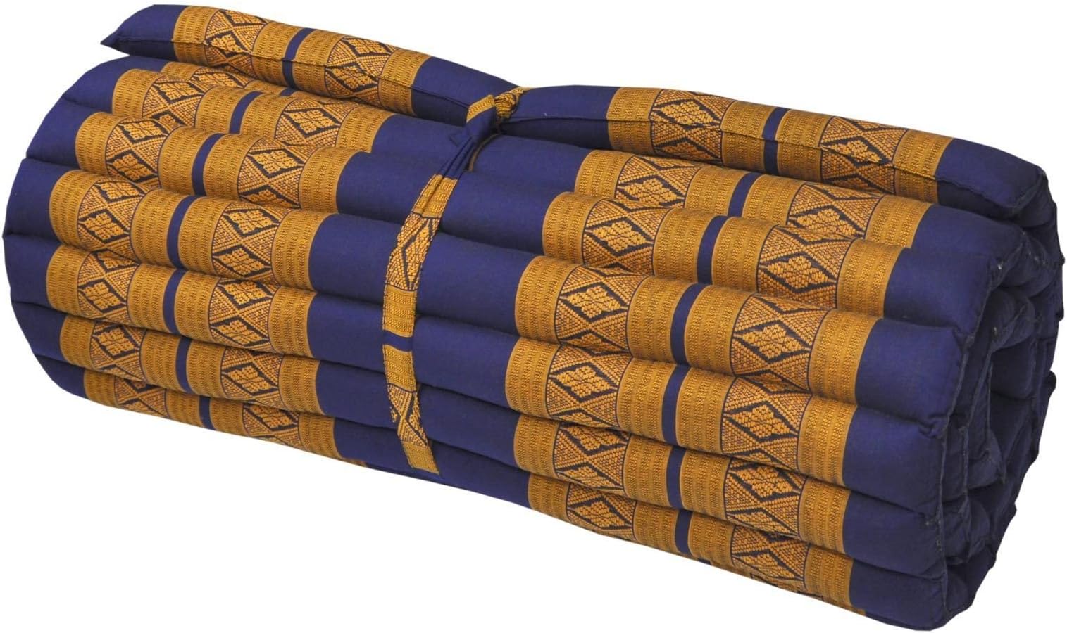 Noinoi@roll up Thai Mattress Kapok (Large, Yellow-Blue)