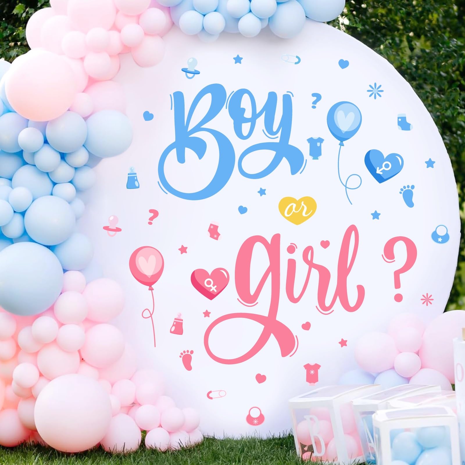 Boy or Girl Sign Gender Reveal Party Decorations He or She Decals Sign Peel and Stick Theme Decals Baby Shower Welcome Sign for Arch Decor Oh Baby