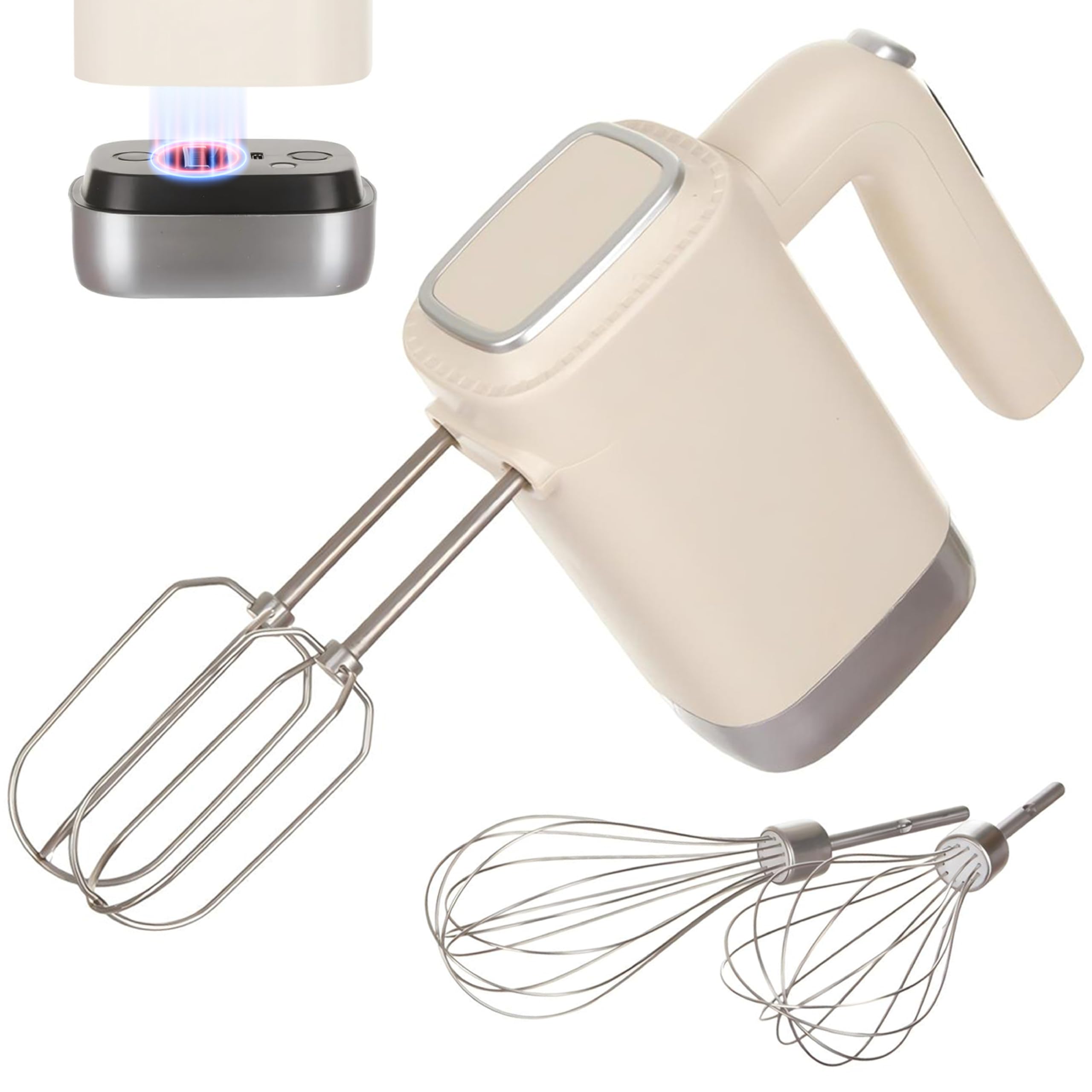 CARTMAN Cordless Hand Mixer with Removable Battery 7-Speed Handheld Kitchen Mixer for Baking Cake Egg Cream Food Electric