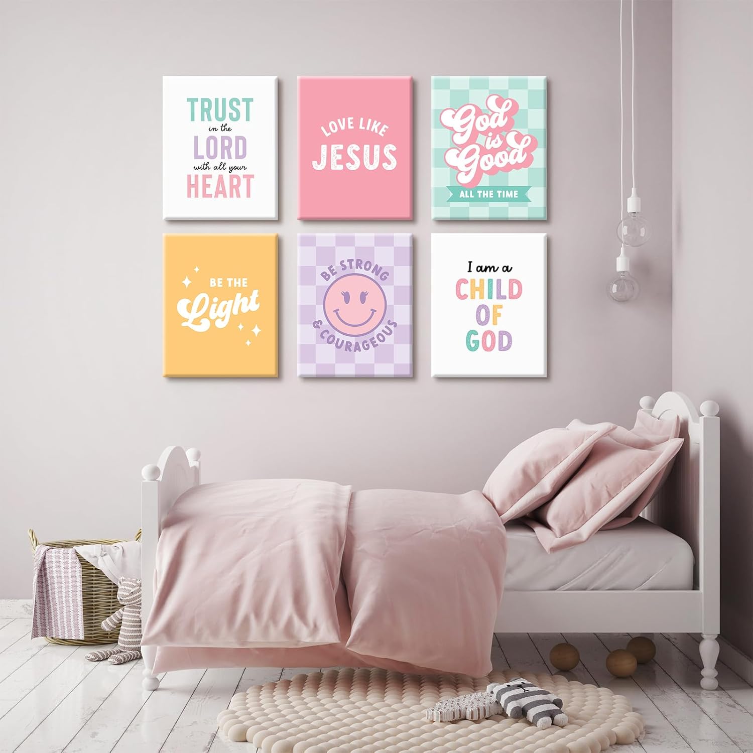 Christian Nursery Wall Art Decor Bible Verses Posters Girl Nursery Canvas Wall Decor kids room Prints Religious Scripture Pictures Modern Christian Artwork for Girls Bedroom 8x10x6 Inch Wrapped Canvas